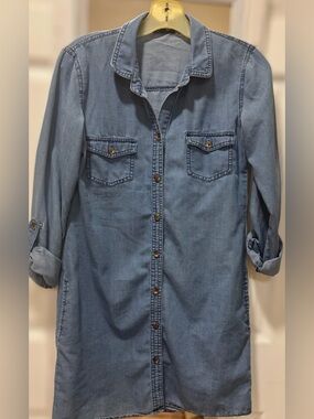 Spoon Jeans Light Wash Denim Shirt Dress